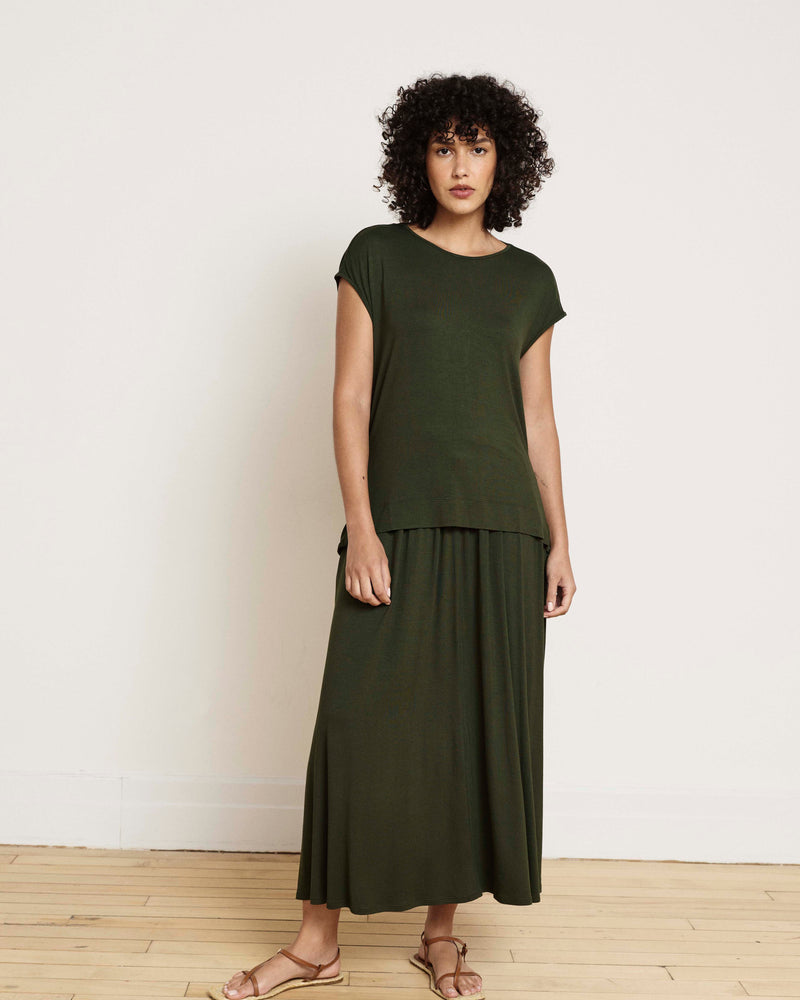 Alida Draped Liquid Jersey Top - Coratina Green | Plus Size & Straight Size Women's Fashion | Universal Standard