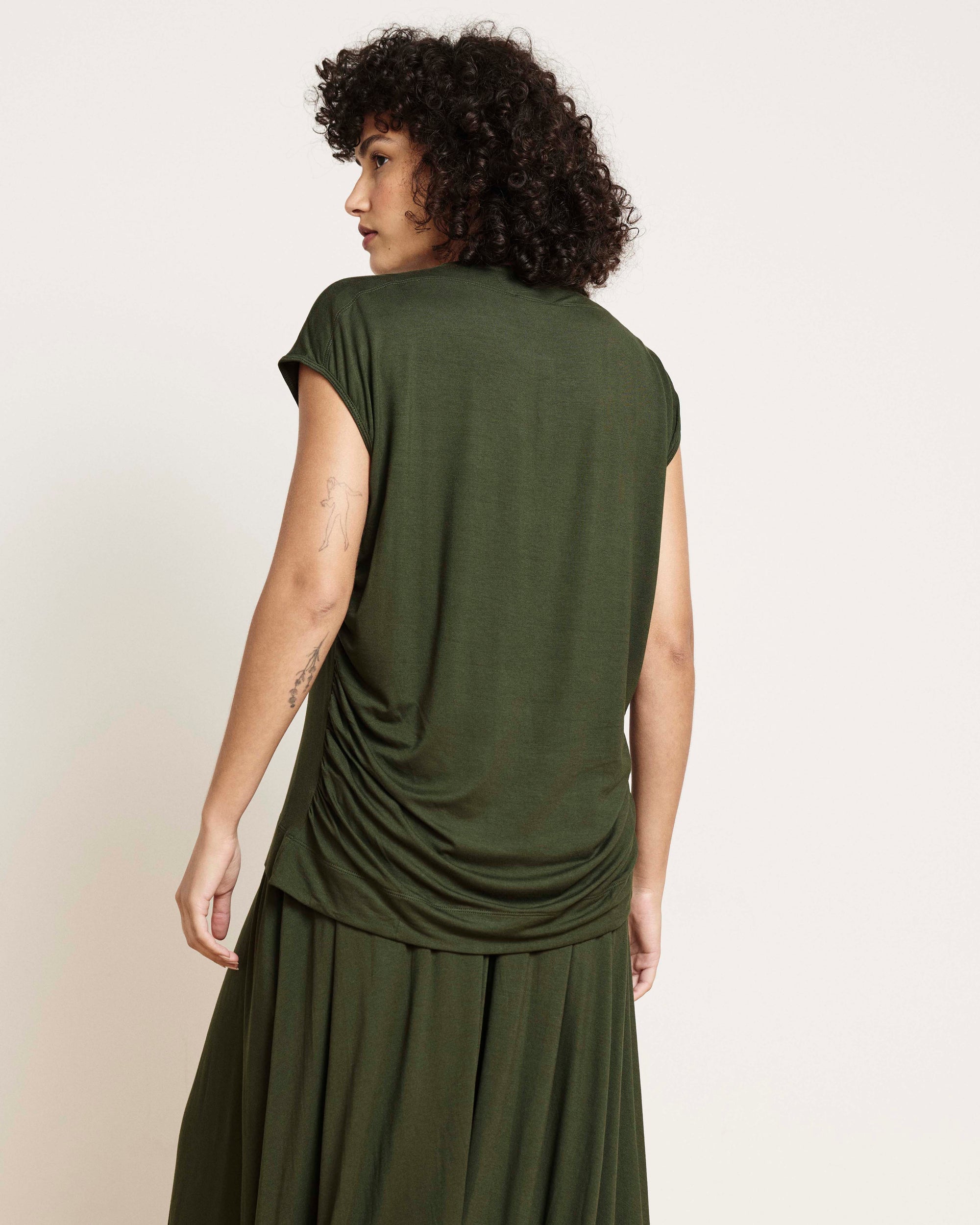 Alida Draped Liquid Jersey Top - Coratina Green | Plus Size & Straight Size Women's Fashion | Universal Standard
