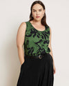 Cooling Stretch Cupro Tank - Green Sgrafitto Print | Plus Size & Straight Size Women's Fashion | Universal Standard