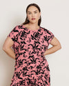 Alida Draped Liquid Jersey Top - Pink Sgraffito Print | Plus Size & Straight Size Women's Fashion | Universal Standard