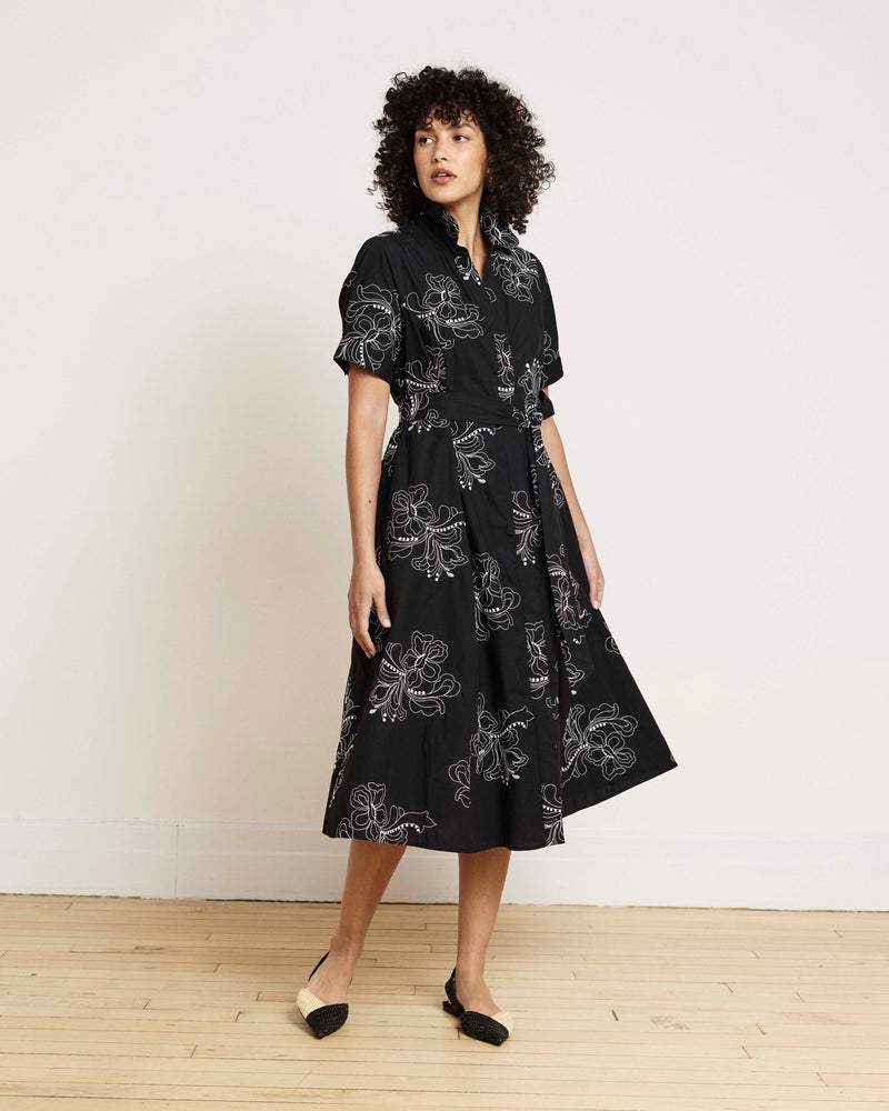 Tina Stretch Poplin Shirtdress - Hibiscus Embroidery | Plus Size & Straight Size Women's Fashion | Universal Standard