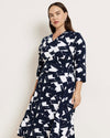 The Divine Jersey Wrap Dress - Navy Santiago Print | Plus Size & Straight Size Women's Fashion | Universal Standard