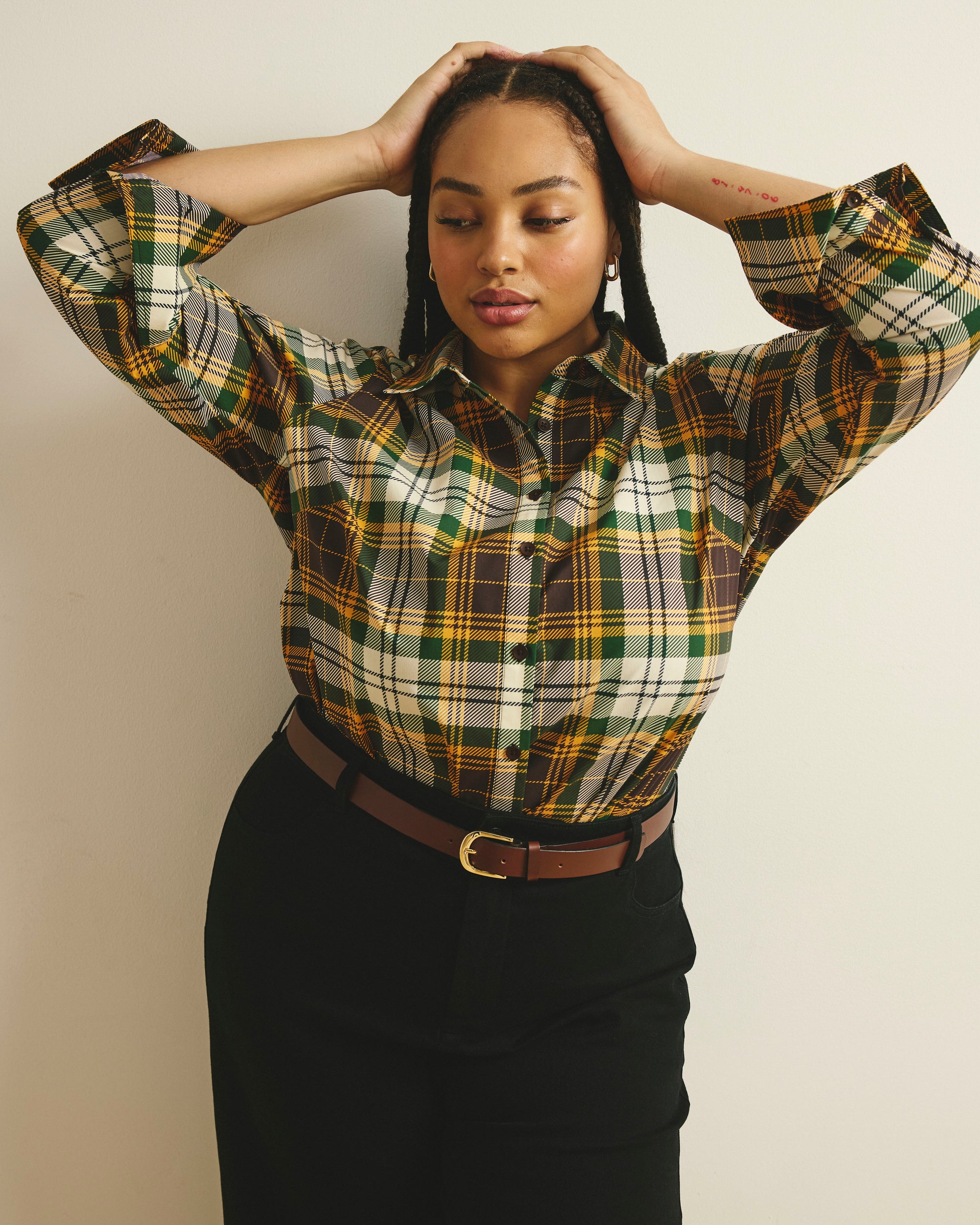 Henning x US Madison Shirt - Brown Plaid | Plus Size & Straight Size Women's Fashion | Universal Standard