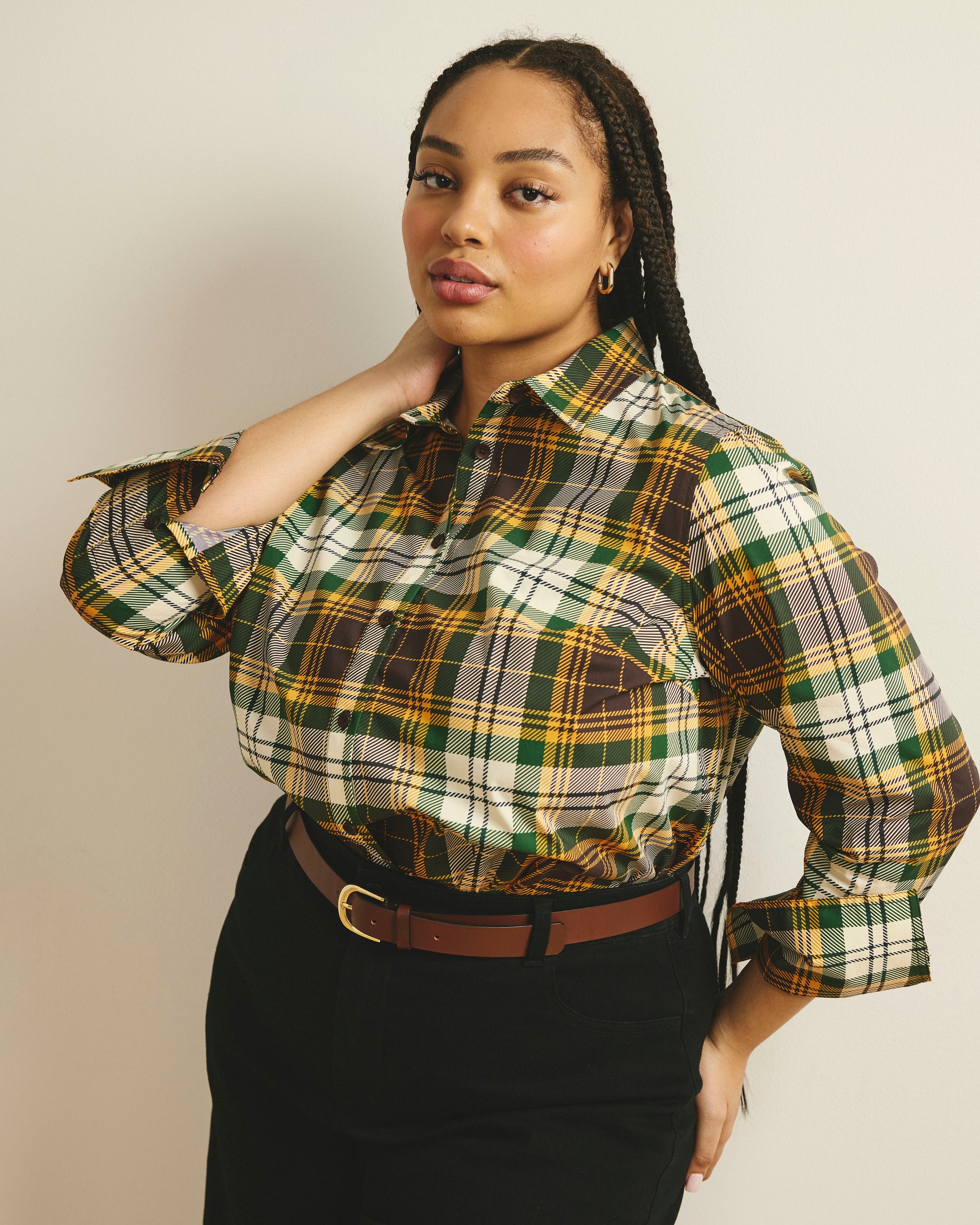 Henning x US Madison Shirt - Brown Plaid | Plus Size & Straight Size Women's Fashion | Universal Standard