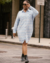 Maine Stretch Flannel Shirtdress - Teapot Whistle Blue Plaid