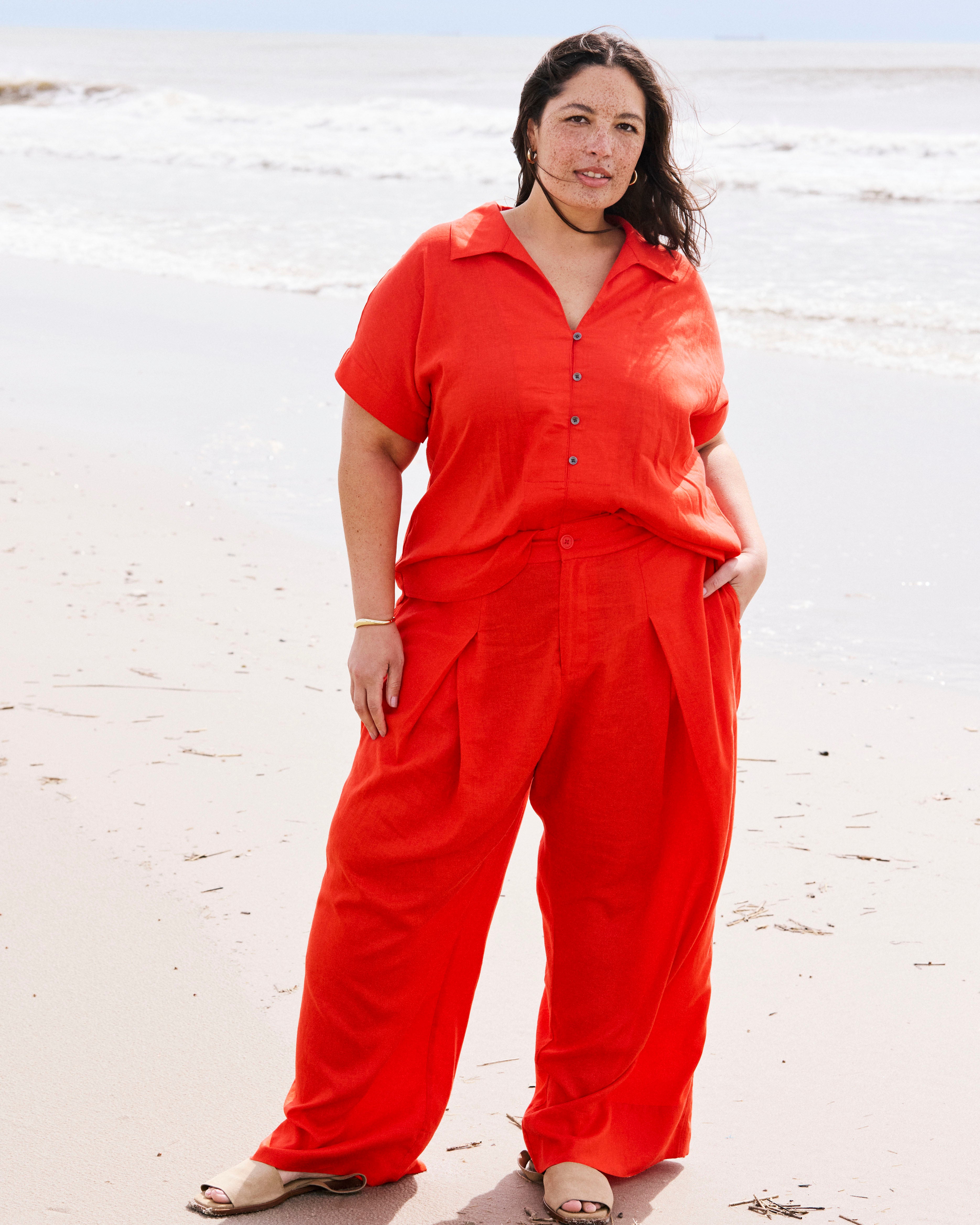 Marley Wide Leg Linen Blend Pants - Shoreline Sunset | Plus Size & Straight Size Women's Fashion | Universal Standard