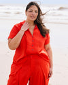 Sandy Short Sleeve Stretch Linen Blend Shirt - Shoreline Sunset | Plus Size & Straight Size Women's Fashion | Universal Standard