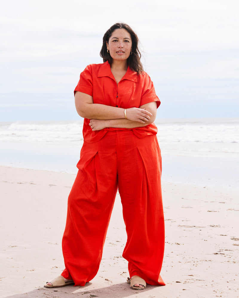 Marley Wide Leg Linen Pants - Shoreline Sunset | Plus Size & Straight Size Women's Fashion | Universal Standard