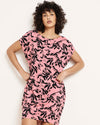 Helen Liquid Jersey Shift Dress - Pink Sgraffito Print | Plus Size & Straight Size Women's Fashion | Universal Standard