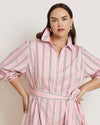 Claire Stretch Poplin Shirtdress - Pink Horizon Stripe | Plus Size & Straight Size Women's Fashion | Universal Standard
