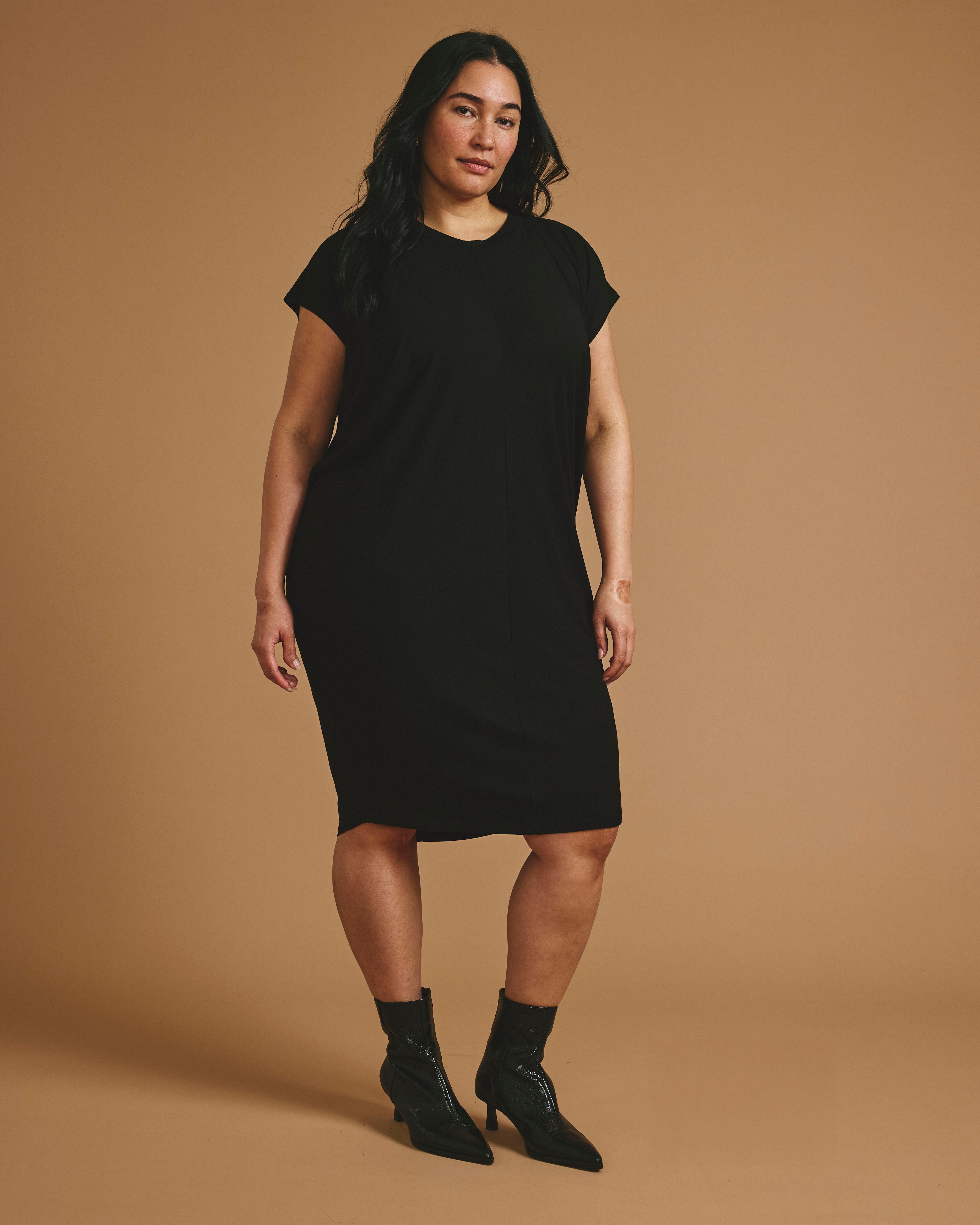 Carrea Relaxed Liquid Jersey Dress - Black – Universal Standard