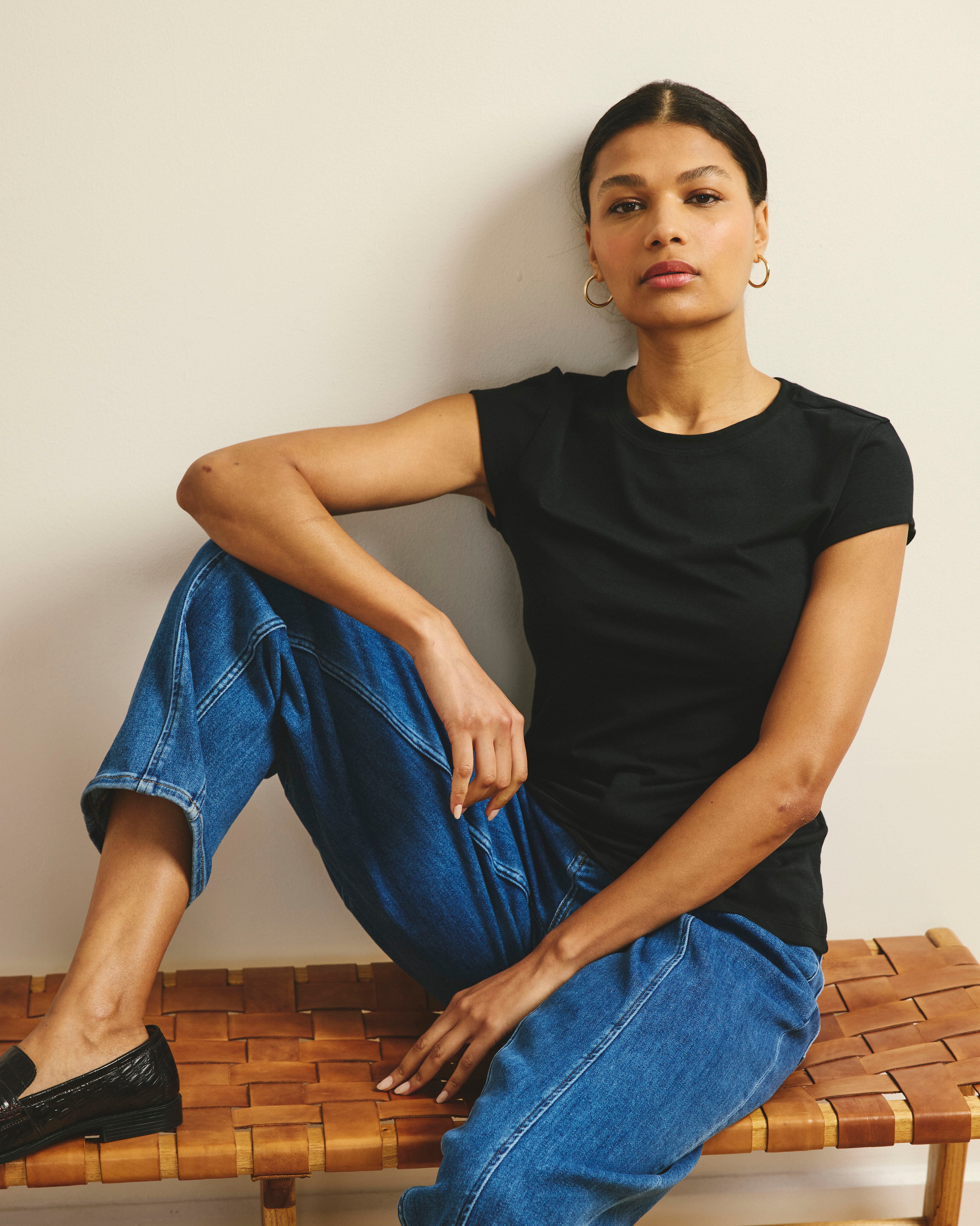 Ashley Cap Sleeve Tee - Black – Universal Standard