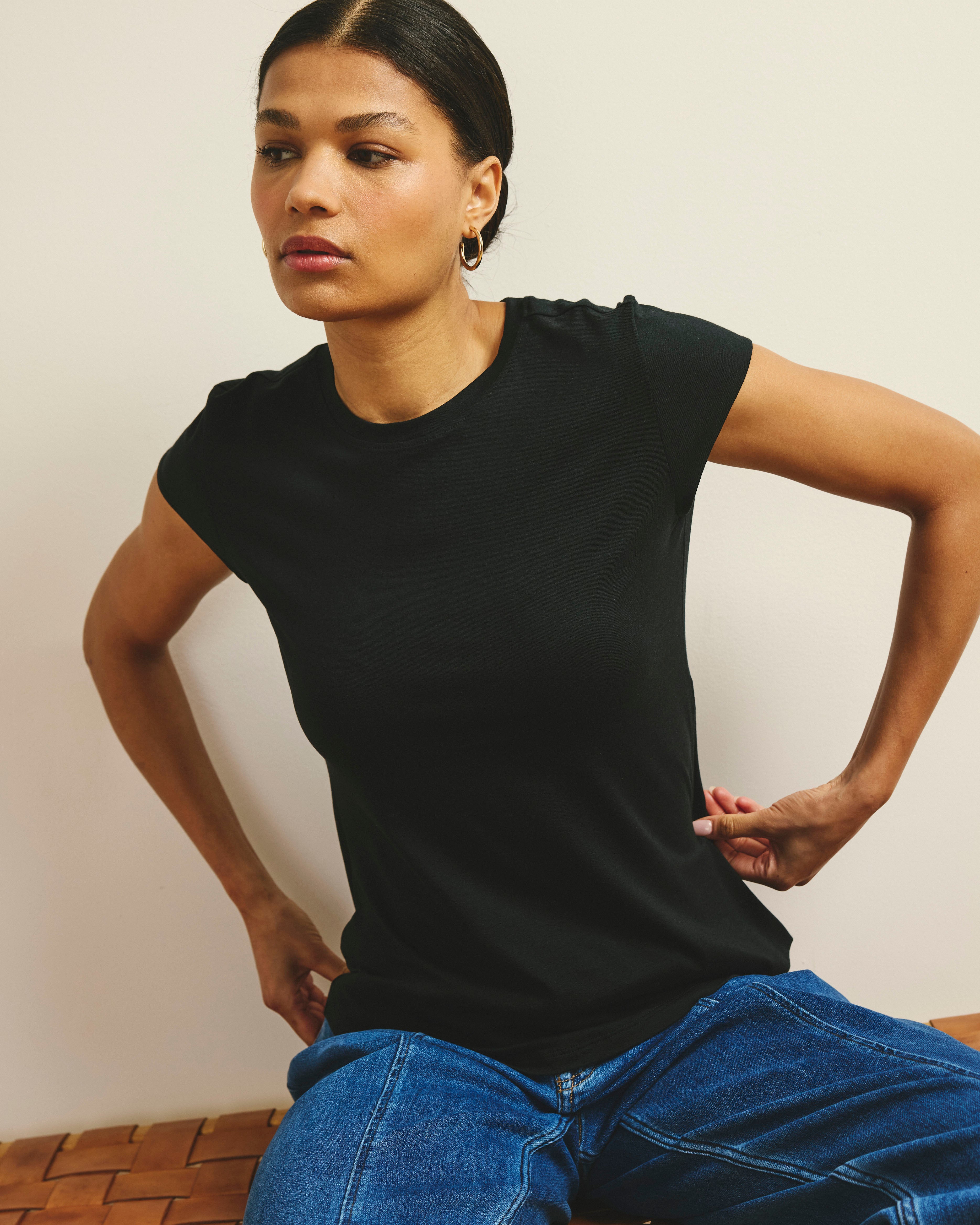 Ashley Cap Sleeve Tee - Black – Universal Standard