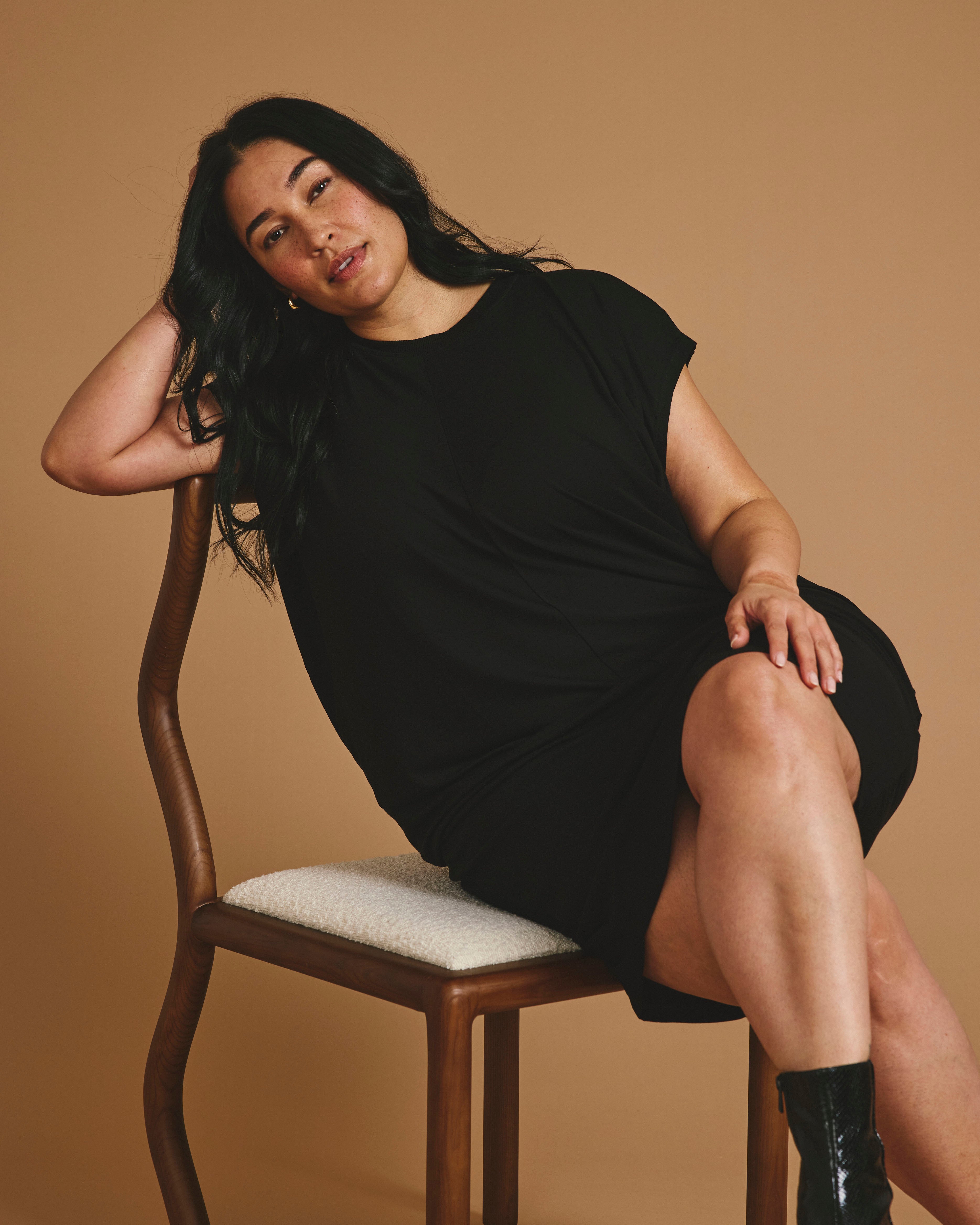 Carrea Relaxed Liquid Jersey Dress - Black – Universal Standard