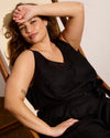 Woman wearing Matilda Linen Jumpsuit - Black from Universal Standard