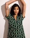 Sunshine Linen Polo Dress - Green Trellis Print | Plus Size & Straight Size Women's Fashion | Universal Standard