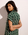 Sunshine Linen Polo Dress - Green Trellis Print | Plus Size & Straight Size Women's Fashion | Universal Standard