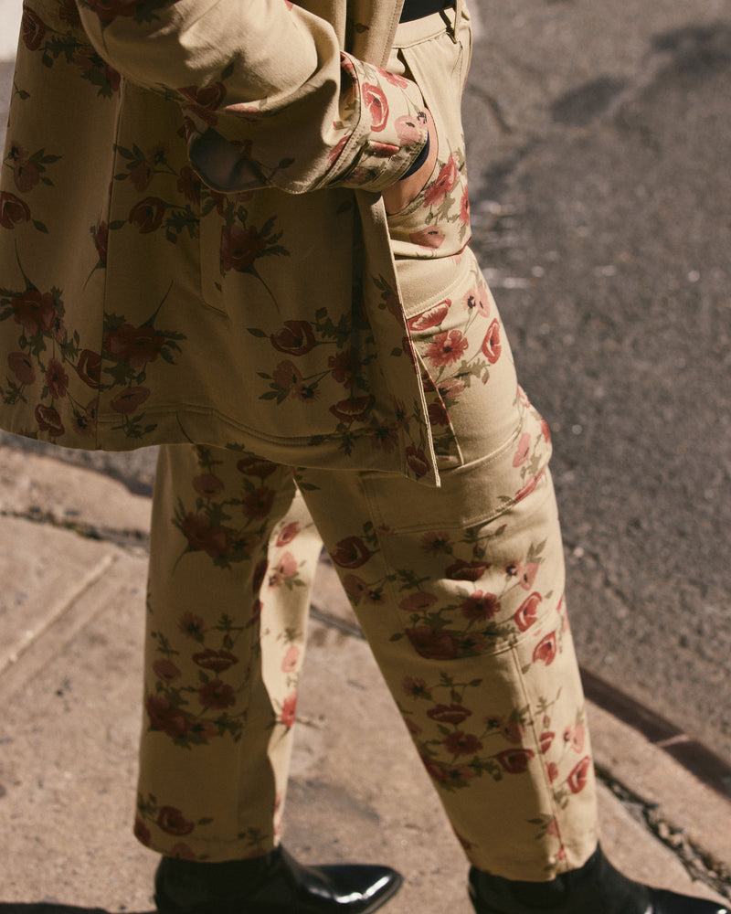 Karlee Stretch Cotton Twill Cargo Pants - Wild Flower Bouquet Print