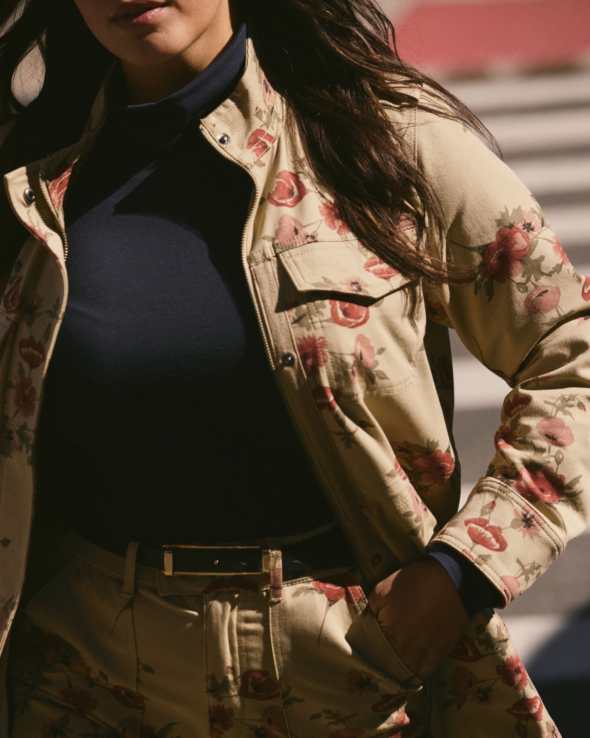 Vineyard Stretch Cotton Twill Jacket - Wild Flower Bouquet Print