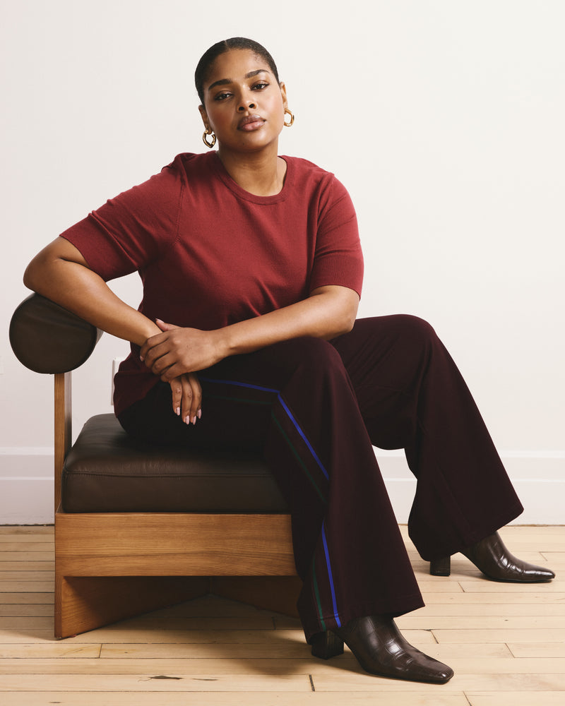 Savvy Fine Knit Sweater Top - Garnet