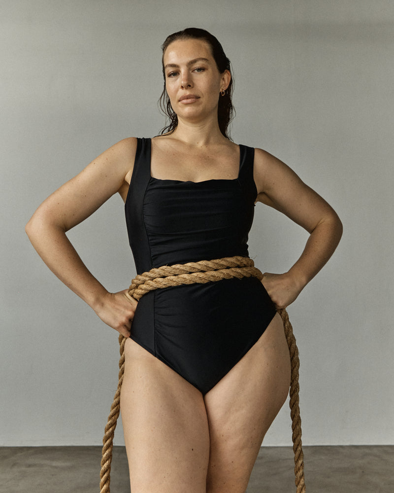 The Square Neck Swimsuit - Black