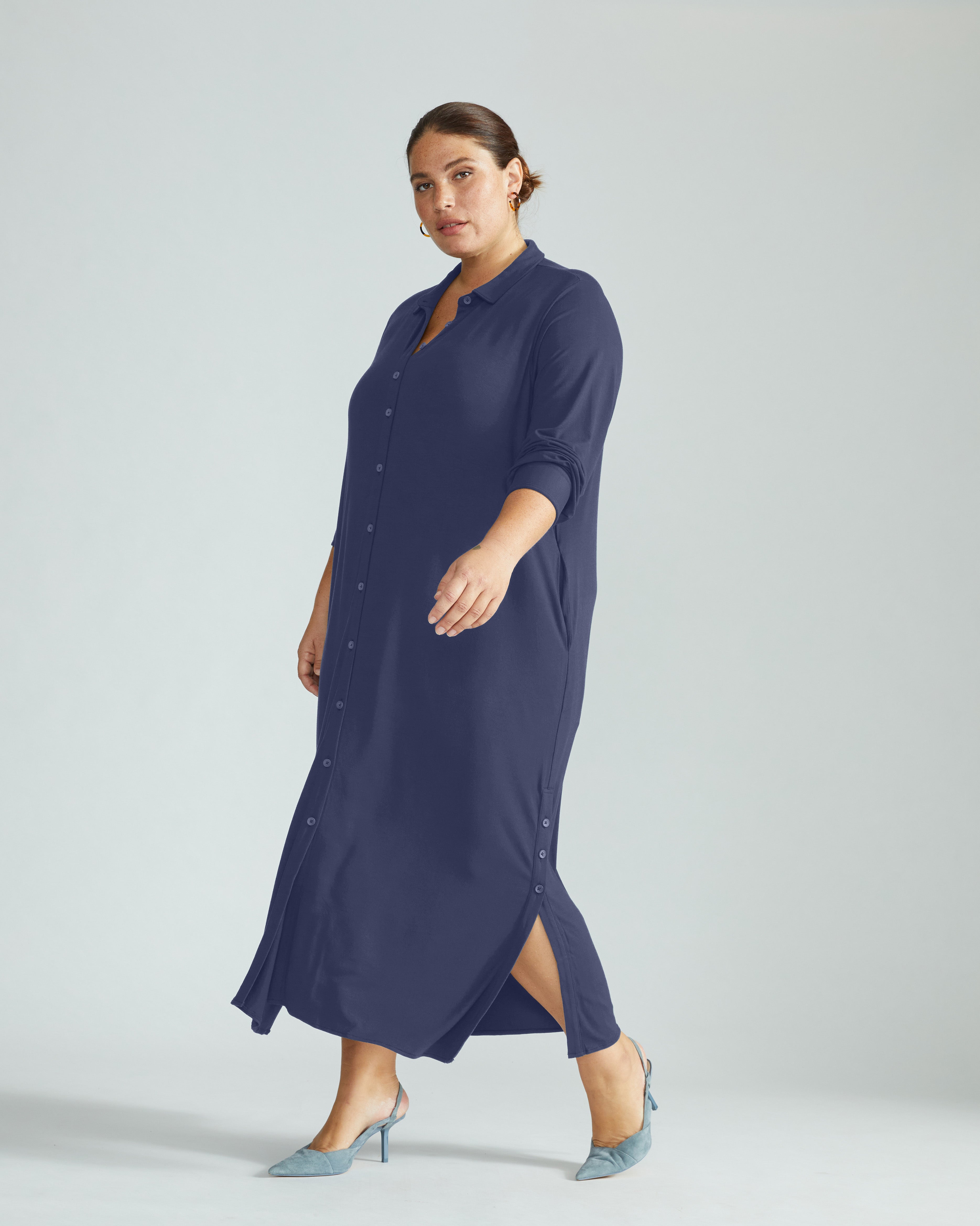 Sally Liquid Jersey Shirt Dress - Midnight – Universal Standard