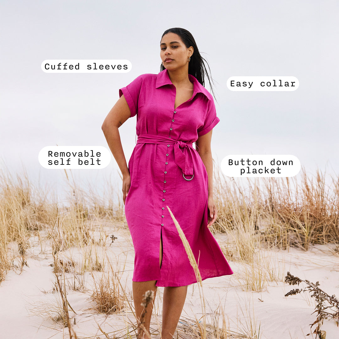 Sandy Stretch Linen Shirtdress - Geometrica Print Universal Standard Sandy Stretch Linen Shirtdress - Geometrica Print Universal Standard