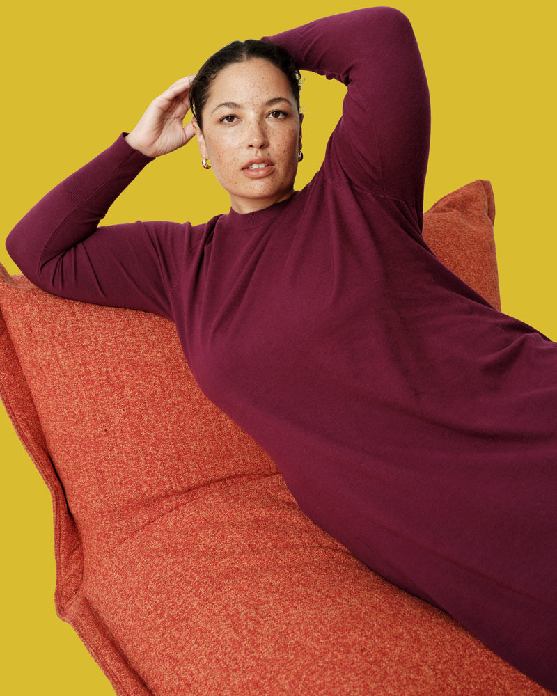 Savvy Fine Knit Everyday Sweater Dress - Gamay