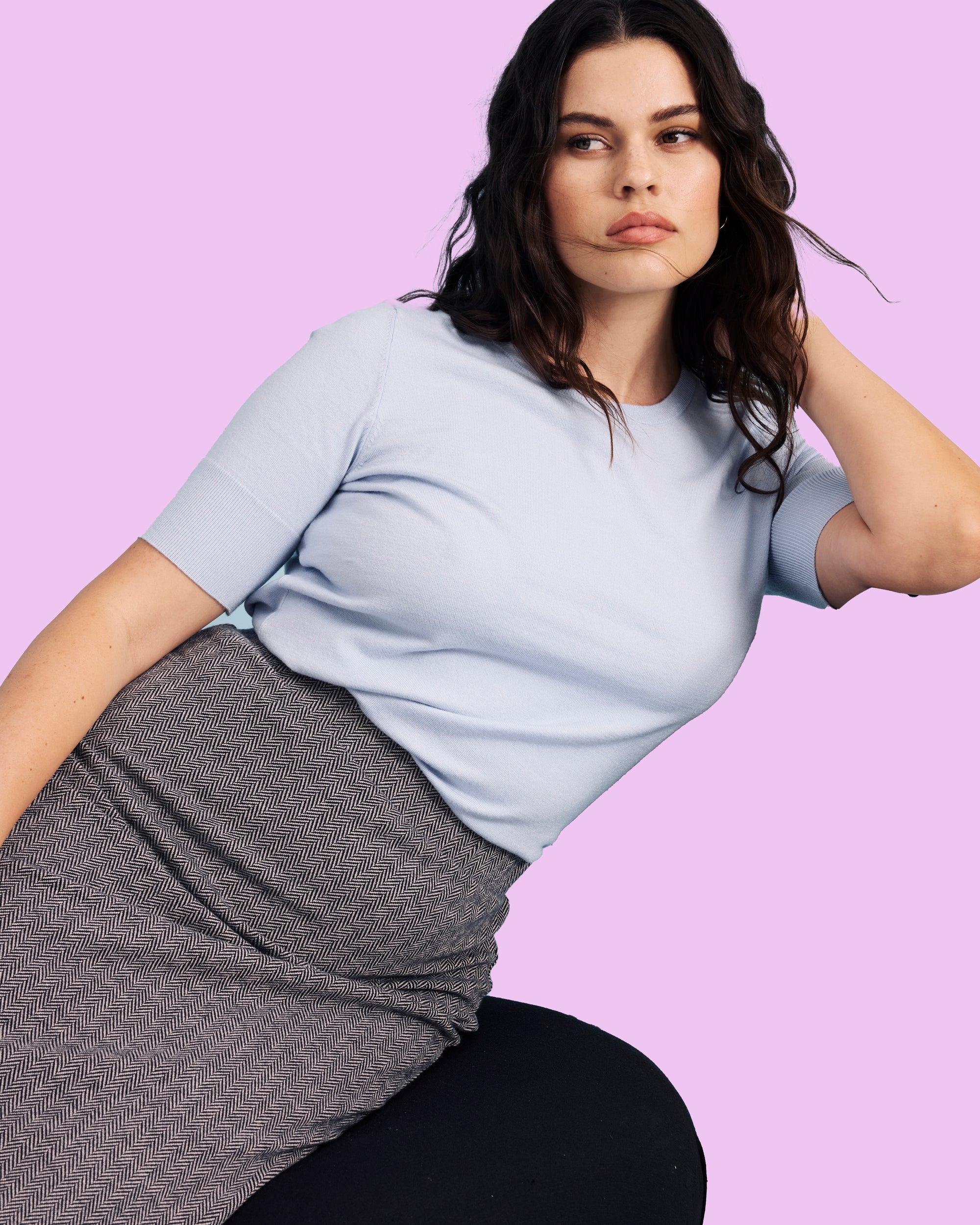 Savvy Fine Knit Sweater Top - Silver Blue