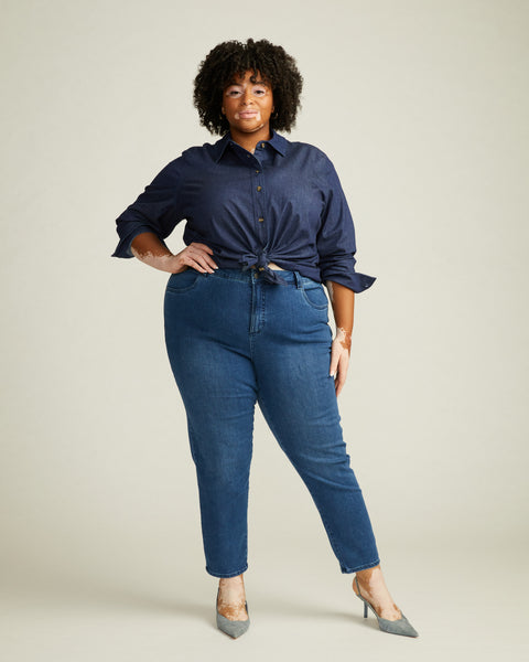 Minimalist Stretch Cotton Chambray Shirt - Dark Indigo – Universal