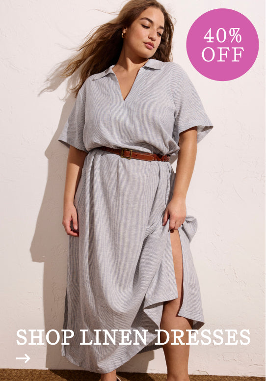 shop linen dresses 40% off
