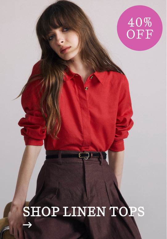 shop linen tops 40% off