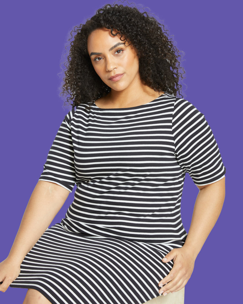 Belle Breton Stripe Jersey Dress - Black/White Stripe
