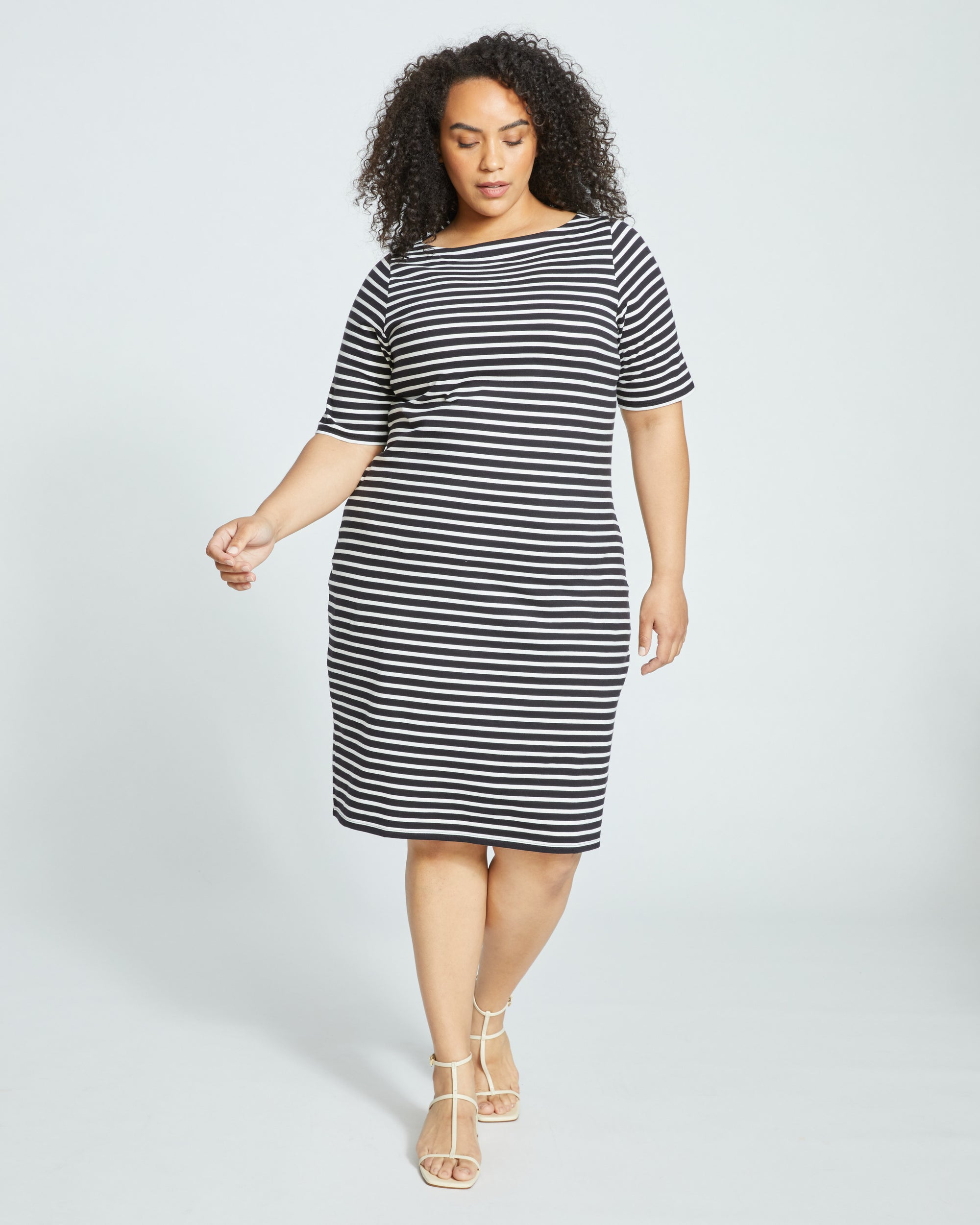 Belle Breton Stripe Jersey Dress - Black/White Stripe Universal Standard Belle Breton Stripe Jersey Dress - Black/White Stripe Universal Standard