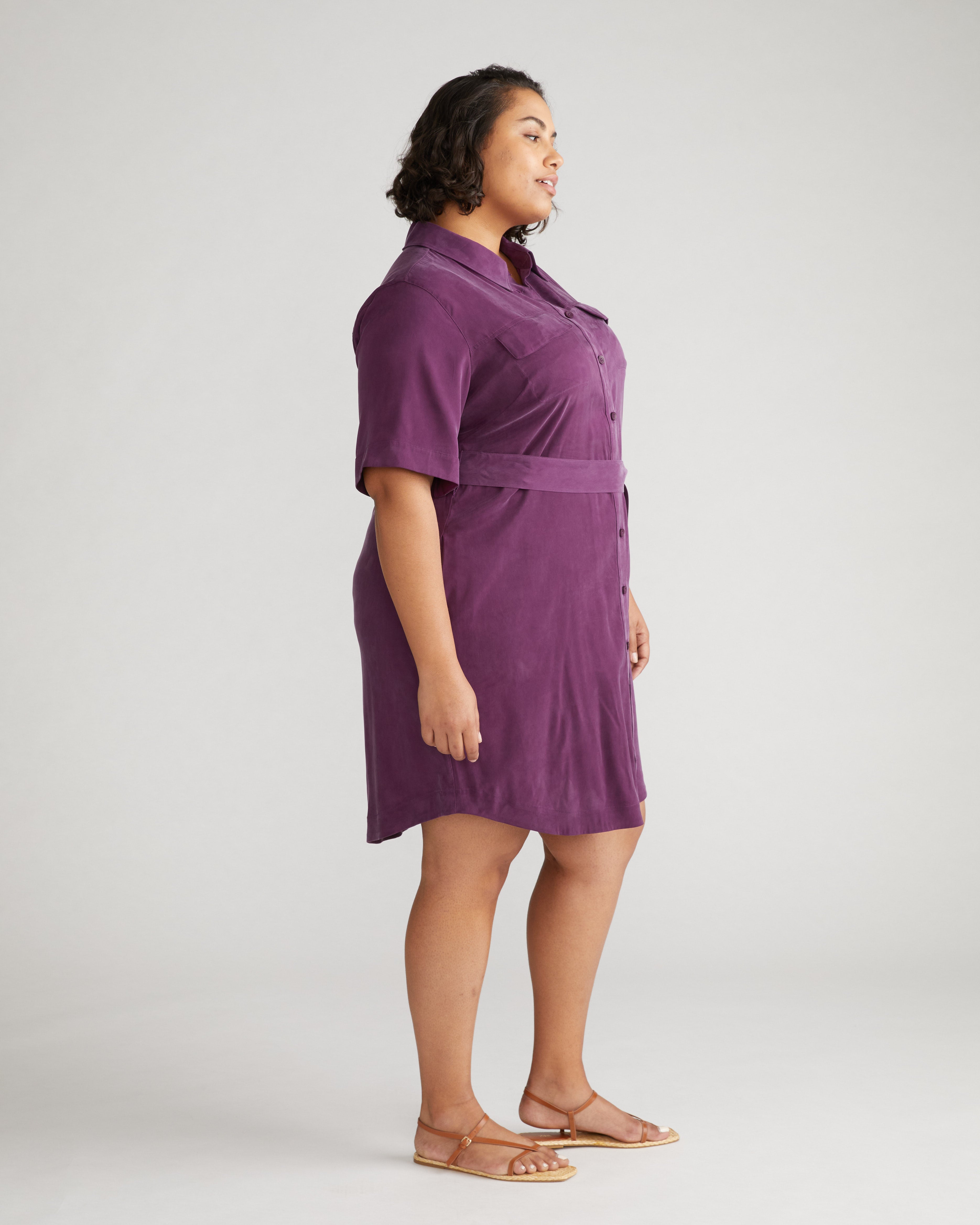 Short Sleeve Cupro Dress - Deep Pansy – Universal Standard