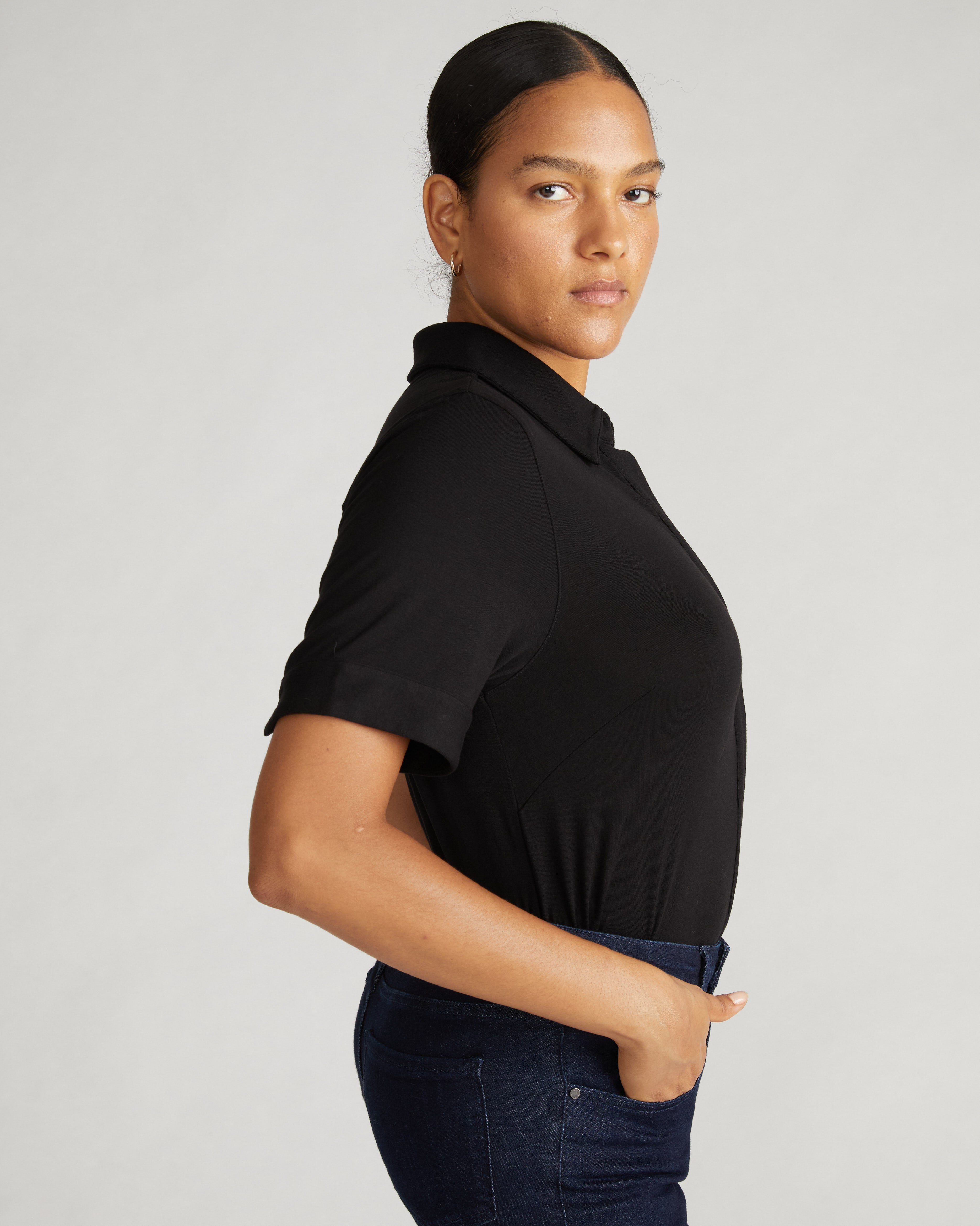 Chelsea Liquid Jersey Short Sleeve Shirt - Black – Universal Standard