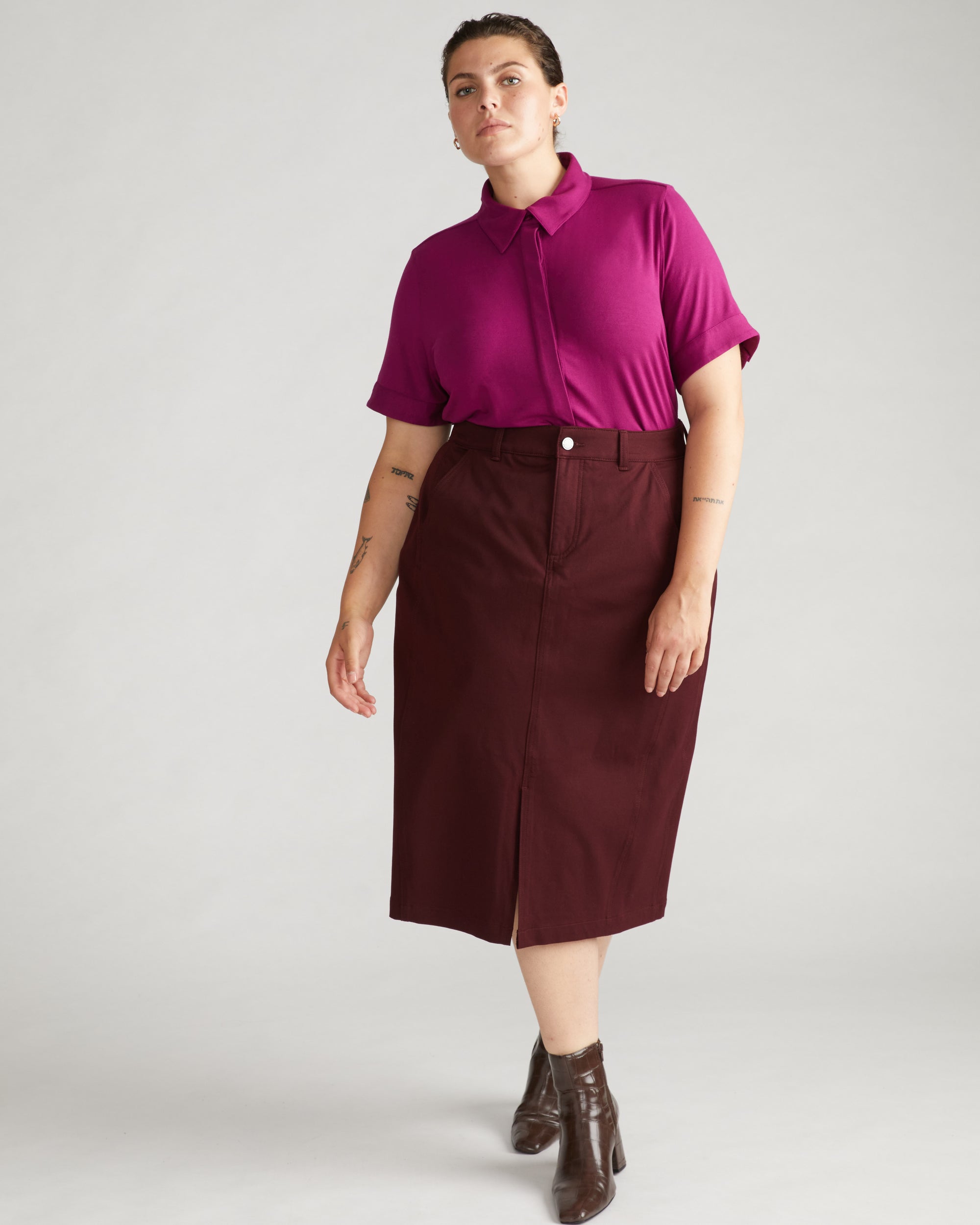 Chelsea Liquid Jersey Short Sleeve Shirt - Rothko Purple | Plus Size & Straight Size Women's Fashion | Universal Standard