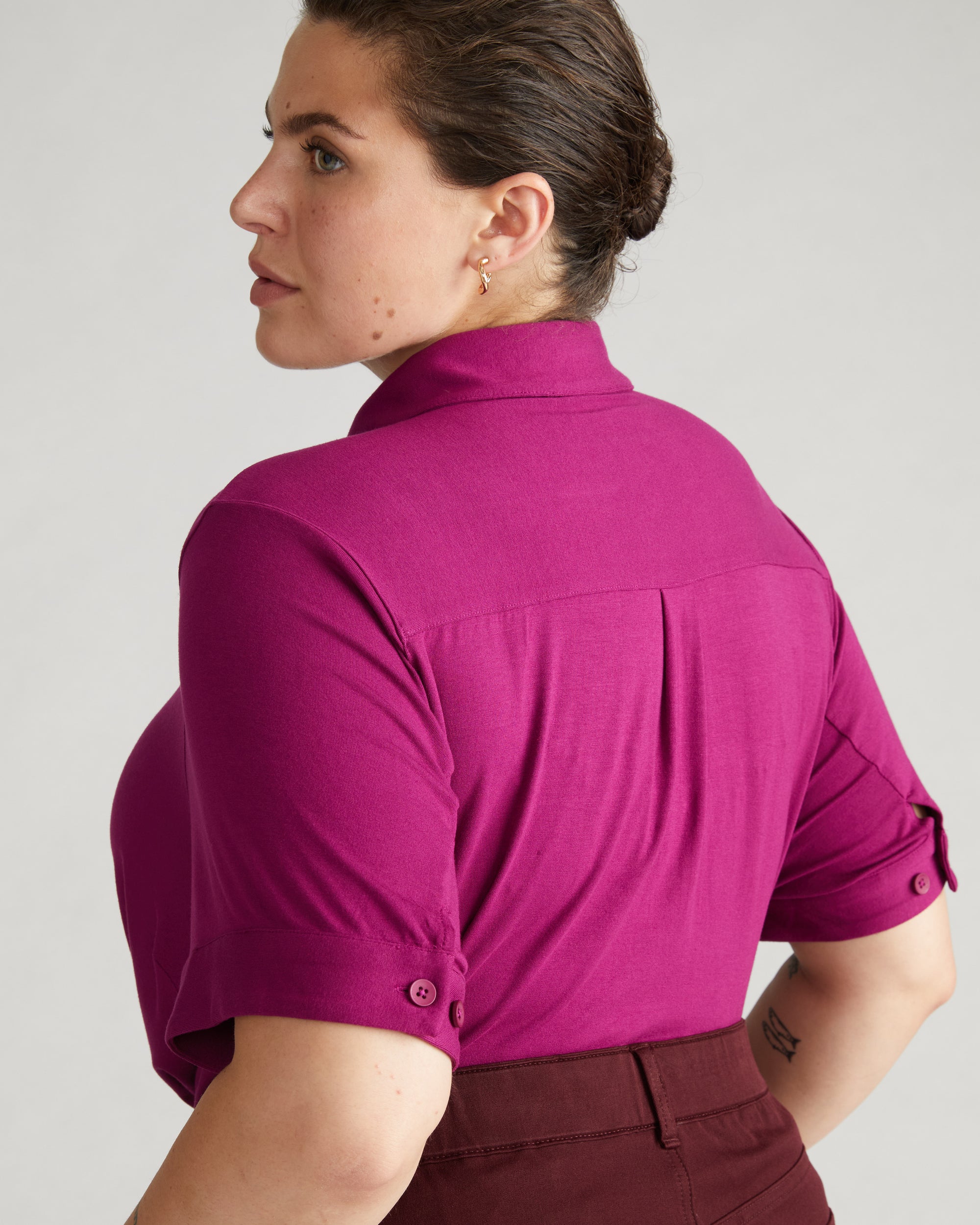 Chelsea Liquid Jersey Short Sleeve Shirt - Rothko Purple | Plus Size & Straight Size Women's Fashion | Universal Standard