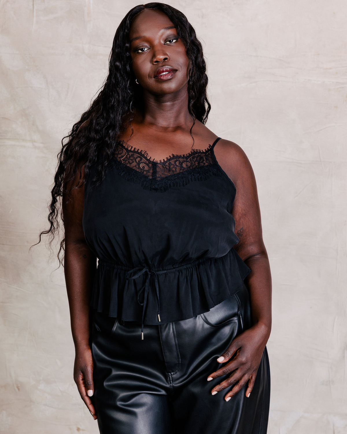 US x Lauren Chan Lace Trim Camisole - Black | Plus Size & Straight Size Women's Fashion | Universal Standard