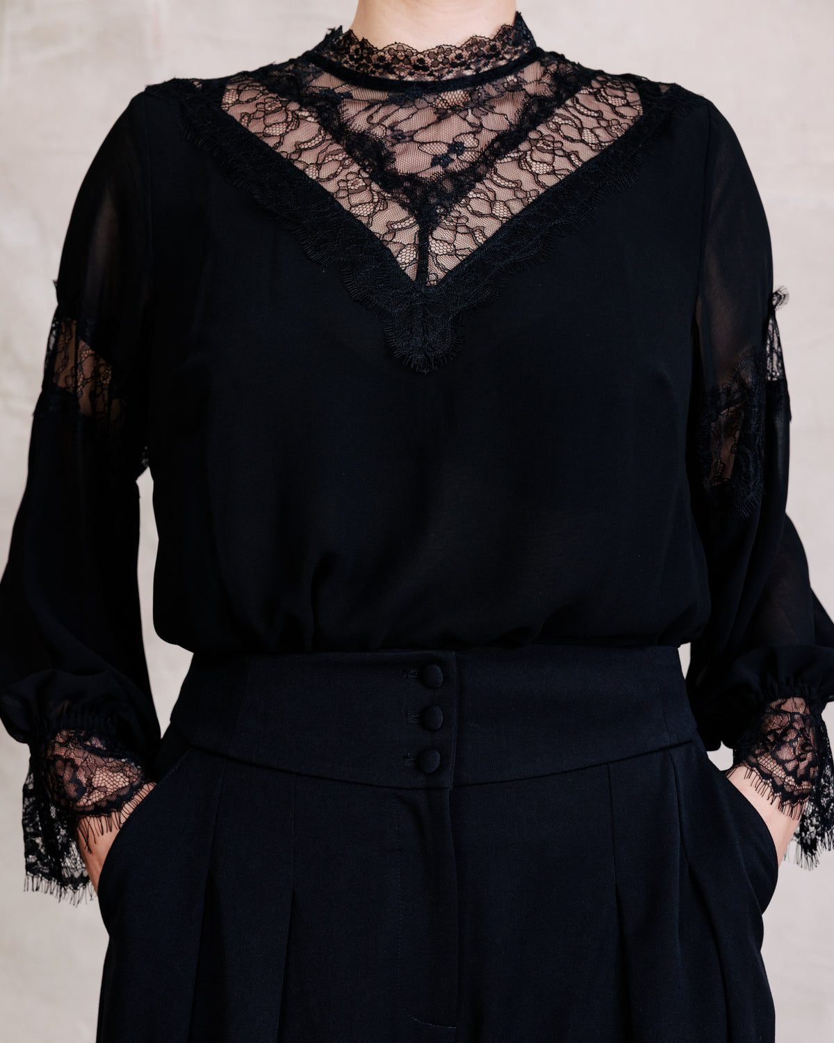 US x Lauren Chan Lace and Chiffon Blouse - Black | Plus Size & Straight Size Women's Fashion | Universal Standard