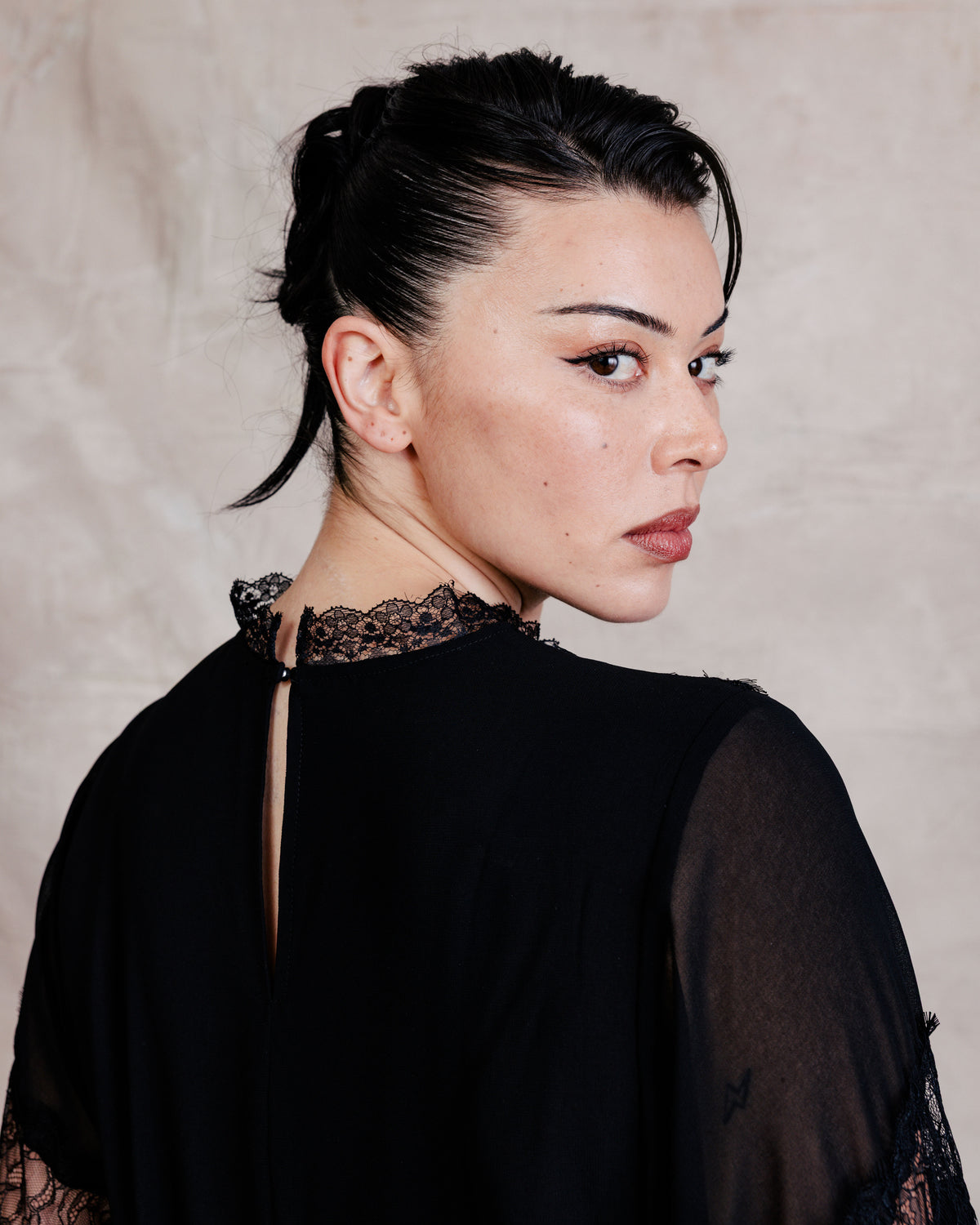 US x Lauren Chan Lace and Chiffon Blouse - Black | Plus Size & Straight Size Women's Fashion | Universal Standard