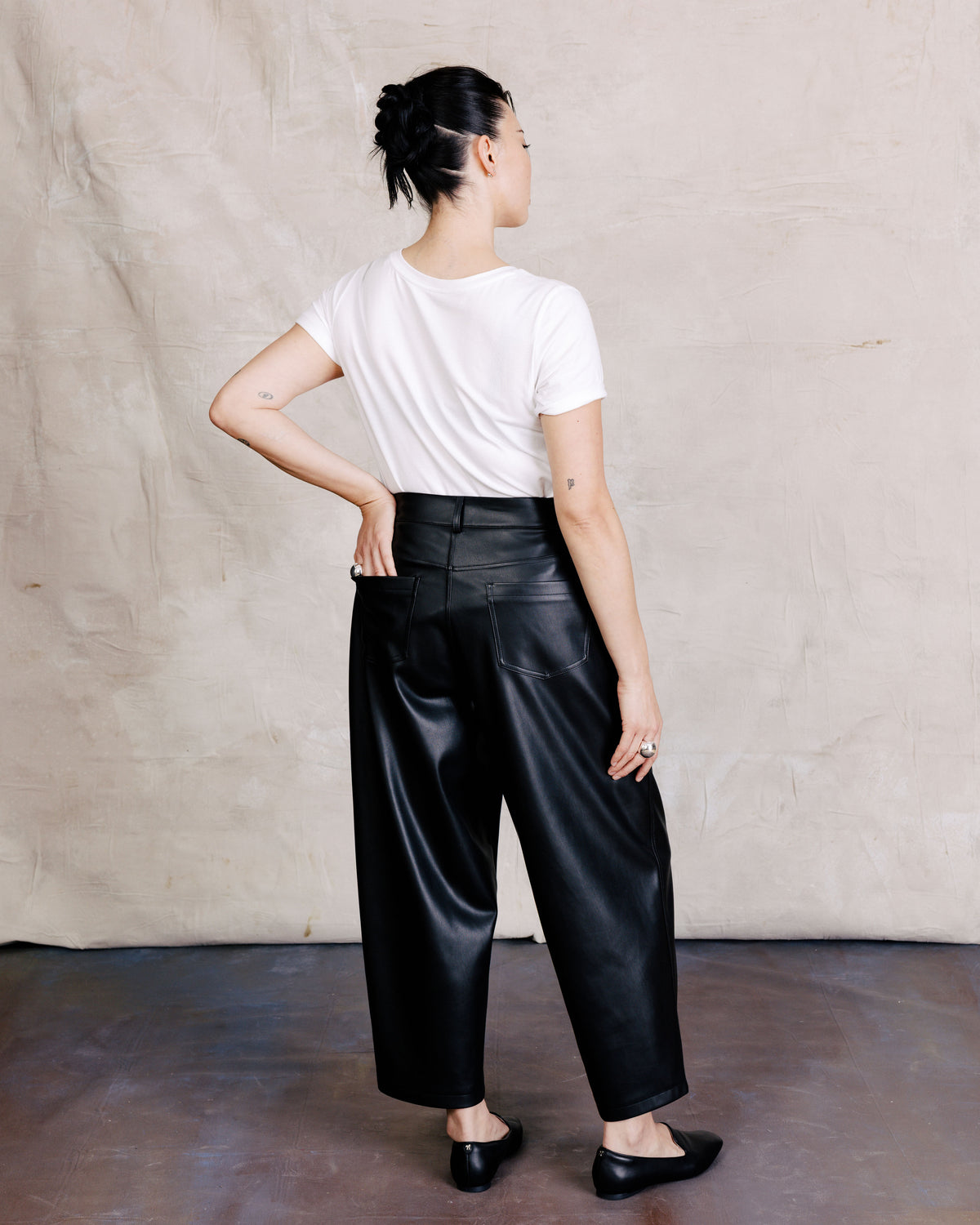 US x Lauren Chan Faux Leather Barrel Leg Pants - Black | Plus Size & Straight Size Women's Fashion | Universal Standard