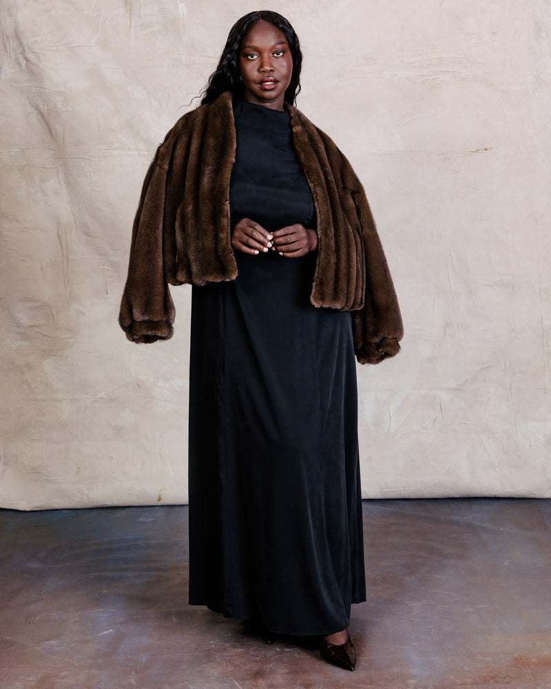 US x Lauren Chan Cropped Faux Fur Coat - Ganache | Plus Size & Straight Size Women's Fashion | Universal Standard