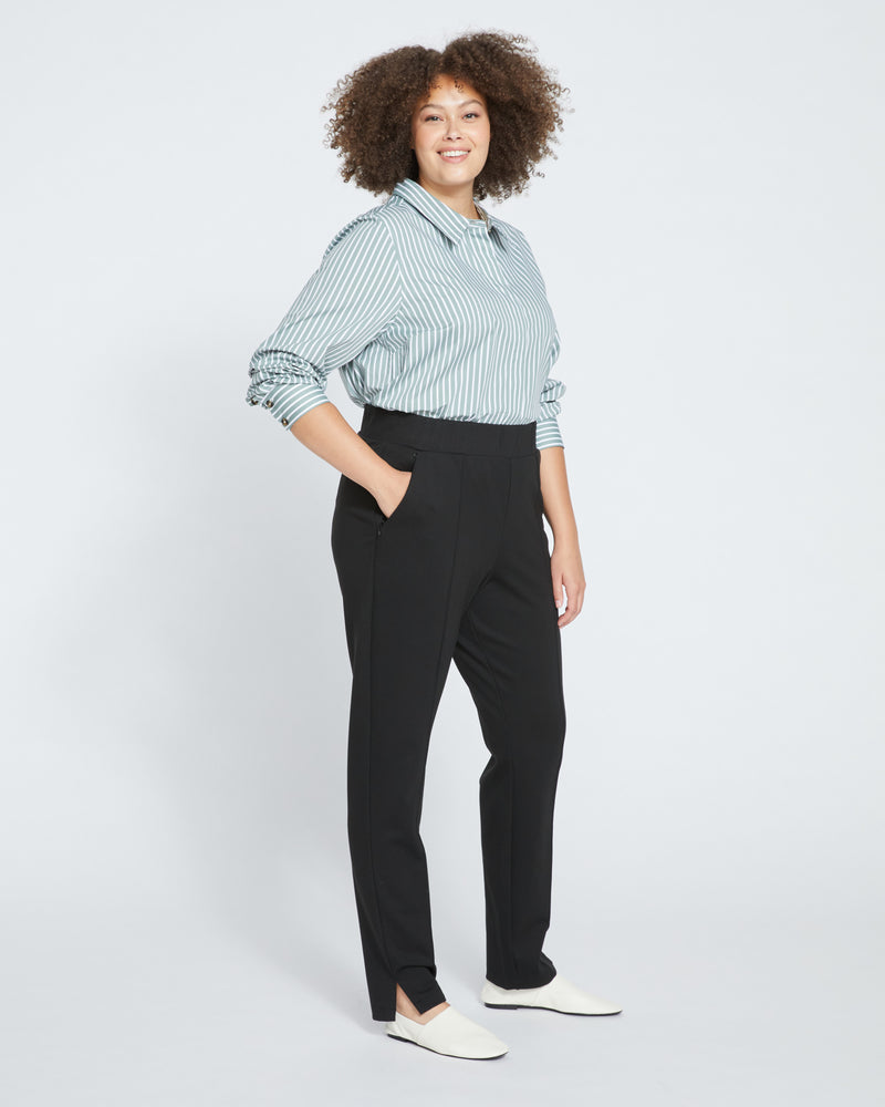Skinny Pintuck Ponte Pants 32 Inch - Black