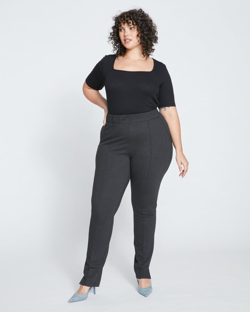 Skinny Pintuck Ponte Pants 32 Inch - Charcoal