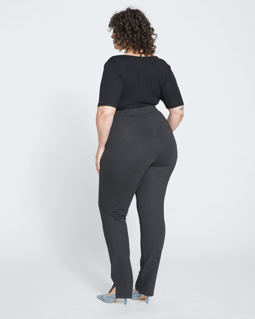 Skinny Pintuck Ponte Pants 32 Inch - Charcoal