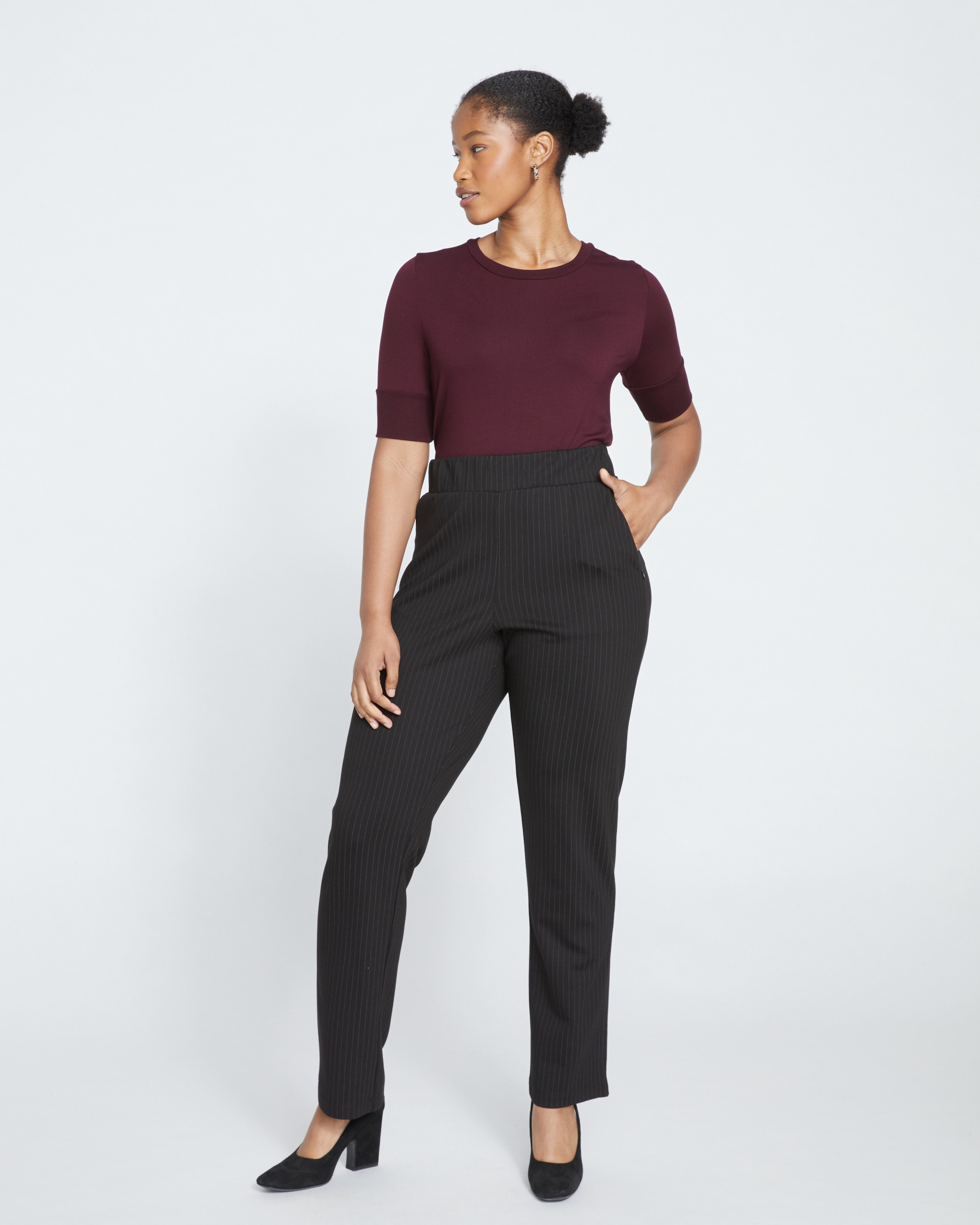 Smart Signature Ponte Pants Long - Slate Pinstripe – Universal