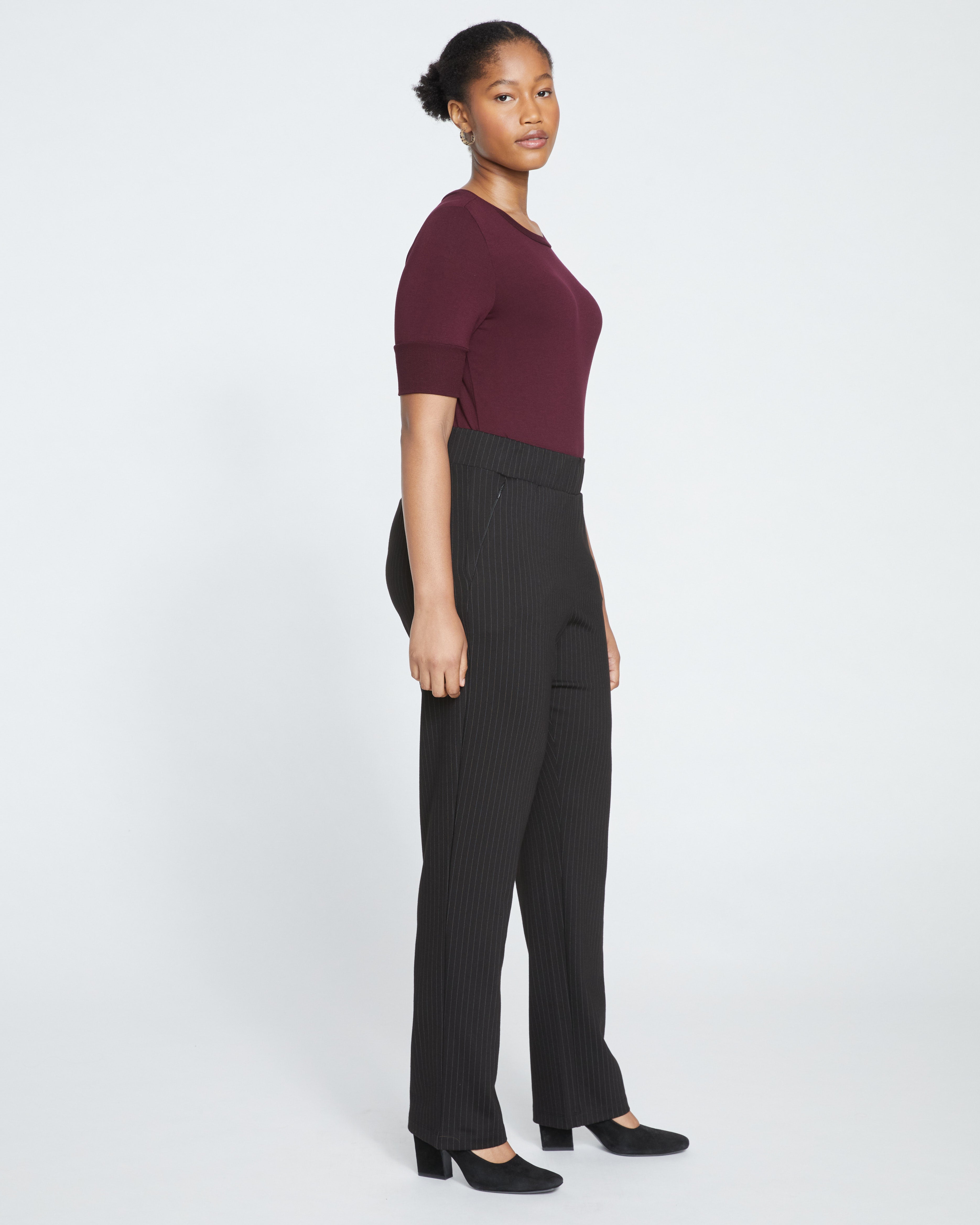 Smart Signature Ponte Pants Long - Slate Pinstripe – Universal