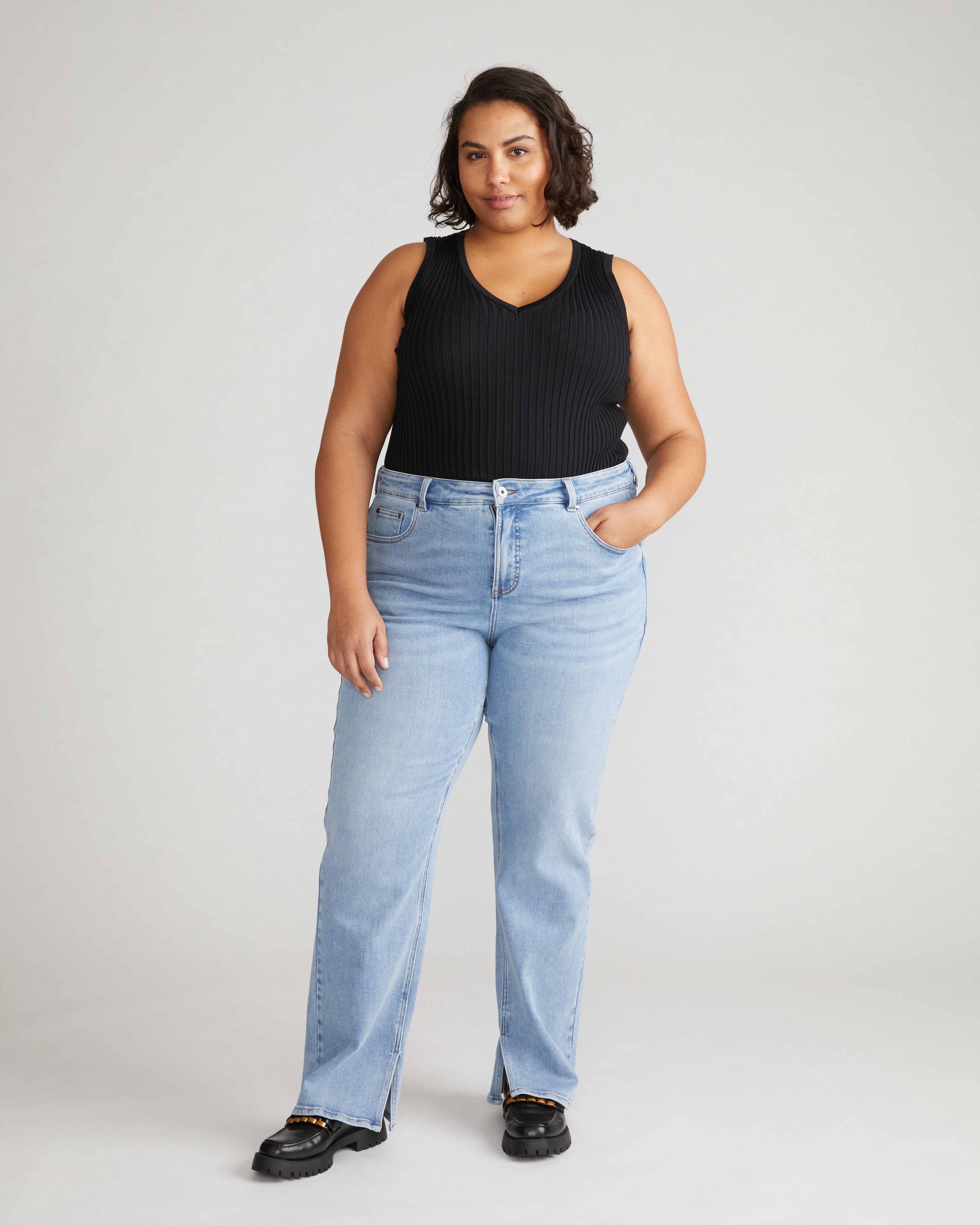 Mimi High Rise Split Hem Jeans 33 Inch - All Blue