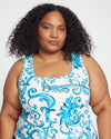 Square Neck Tank Top - Blue Majolica Print